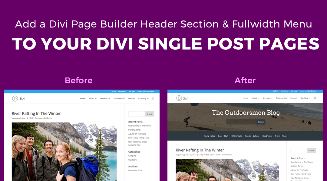 Add a Header Section & Fullwidth Category Menu to the Top of your Single Post Pages