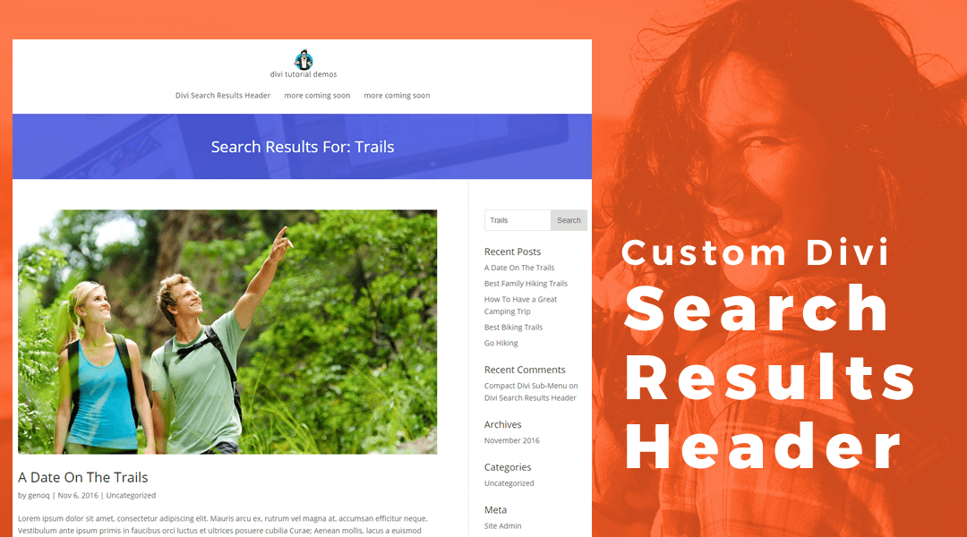 Add A Divi Header Layout From Your Divi Library To The Search Results Pages Using Divi Hooks